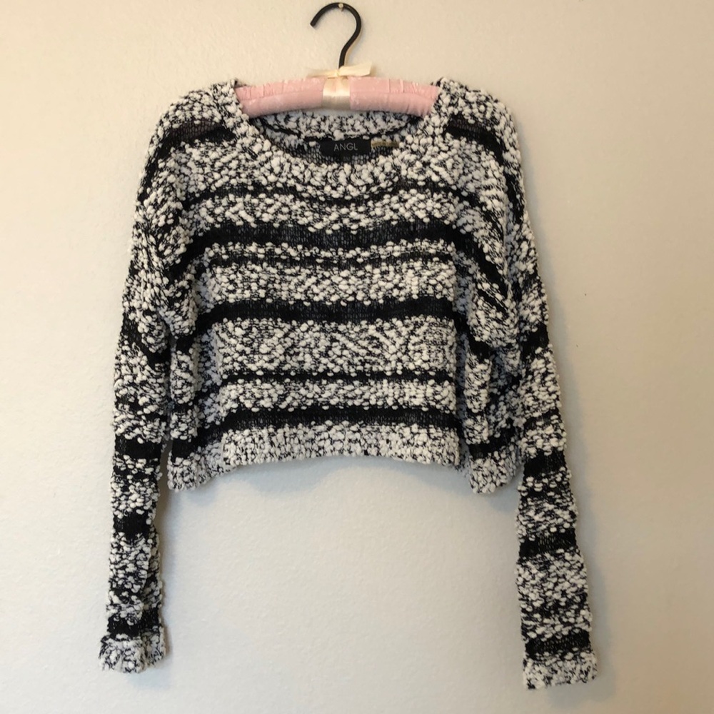 ANGL Sweater Womens S/M Cropped Striped